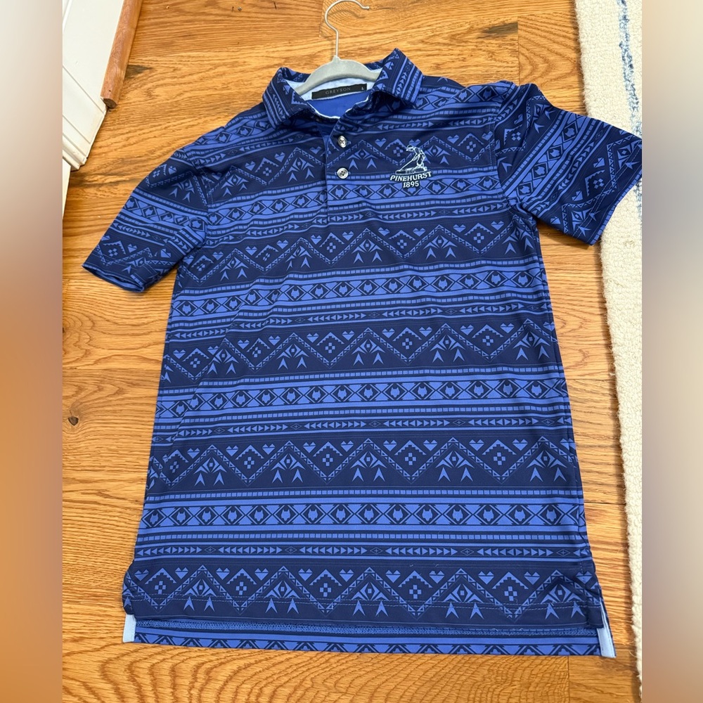 Greyson Boys Blue Geometric Polo